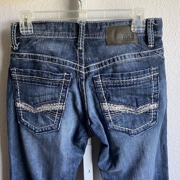 BKE Jeans Sz 28S Blue Carter Bootcut Dark Wash Faded Preppy Denim - Picture 9 of 15